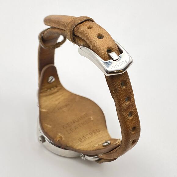 FOSSIL GEORGIA ES2830 Women's Brown Leather Analog Beige Dial Quartz Watch VK782 - Picture 6 of 11